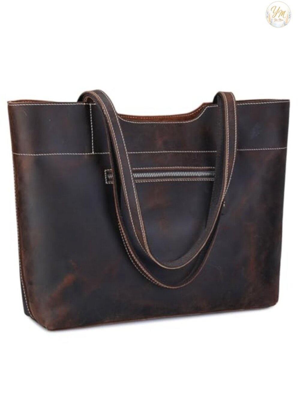 Genuine Leather Tote Bag for Women Large Handbag Shoulder Purse with Multiple
